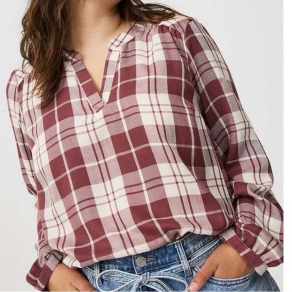 Torrid Plus Size 4X Harper Double Gauze Plaid Pullover Blouse